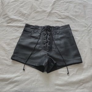 Forever 21 Lace Up Leather Shorts